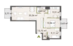 3 pokoje, mieszkanie 74,92 m², piętro 6, oferta nr 30/XY-F1.D.06.01, XYZ Place, Warszawa, Włochy, Okęcie, ul. Komitetu Obrony Robotników 32