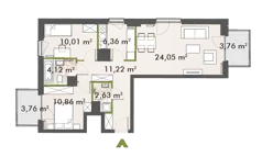 3 pokoje, mieszkanie 68,94 m², piętro 3, oferta nr 30/XY-F1.D.03.04, XYZ Place, Warszawa, Włochy, Okęcie, ul. Komitetu Obrony Robotników 32