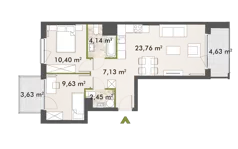 3 pokoje, mieszkanie 57,31 m², piętro 7, oferta nr 30/XY-F1.B.07.04, XYZ Place, Warszawa, Włochy, Okęcie, ul. Komitetu Obrony Robotników 32