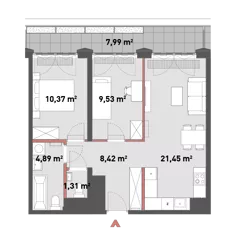 3 pokoje, mieszkanie 55,74 m², piętro 8, oferta nr 54/Z54-A.08.04, Żelazna 54, Warszawa, Wola, Mirów, ul. Żelazna 54