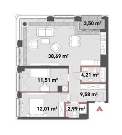 3 pokoje, mieszkanie 78,37 m², piętro 6, oferta nr 54/Z54-A.06.05, Żelazna 54, Warszawa, Wola, Mirów, ul. Żelazna 54
