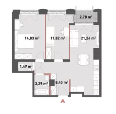 3 pokoje, mieszkanie 60,92 m², piętro 3, oferta nr 54/Z54-A.03.06, Żelazna 54, Warszawa, Wola, Mirów, ul. Żelazna 54