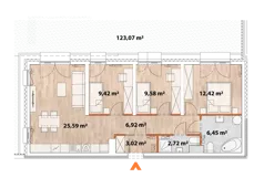4 pokoje, mieszkanie 75,71 m², parter, oferta nr 43/POR-B.00.01, Apartamenty Portowa, Kraków, Podgórze, Zabłocie, ul. Portowa 43