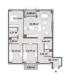 4 pokoje, mieszkanie 108,43 m², piętro 4, oferta nr 54/Z54-A.04.05, Żelazna 54, Warszawa, Wola, Mirów, ul. Żelazna 54