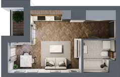 1 pokój, mieszkanie 25,49 m², piętro 2, oferta nr 75, Nowa Mangalia - Etap II, Warszawa, Mokotów, Stegny, ul. Mangalia