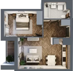 2 pokoje, mieszkanie 42,08 m², piętro 6, oferta nr 96, Nowa Mangalia - Etap II, Warszawa, Mokotów, Stegny, ul. Mangalia