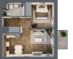 2 pokoje, mieszkanie 42,11 m², piętro 2, oferta nr 214, Nowa Mangalia - Etap II, Warszawa, Mokotów, Stegny, ul. Mangalia