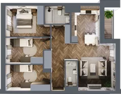 4 pokoje, mieszkanie 77,05 m², piętro 3, oferta nr 113, Nowa Mangalia - Etap II, Warszawa, Mokotów, Stegny, ul. Mangalia