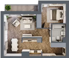 2 pokoje, mieszkanie 55,07 m², piętro 1, oferta nr 16, Nowa Mangalia - Etap II, Warszawa, Mokotów, Stegny, ul. Mangalia