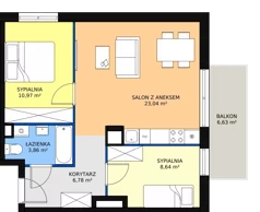 3 pokoje, mieszkanie 53,22 m², piętro 2, oferta nr M22, Nowy Zakroczym, Zakroczym, ul. Tylna