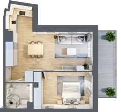 2 pokoje, apartament inwestycyjny 45,08 m², piętro 2, oferta nr MN42, Apartamenty Wypoczynkowa, Jastrzębia Góra, ul. Wypoczynkowa