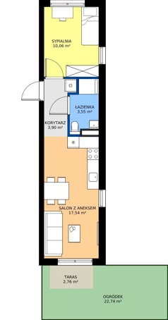 2 pokoje, mieszkanie 35,06 m², parter, oferta nr B2-M20, Nowe Branice – Etap II, Kraków, Nowa Huta, Branice, ul. Szymańskiego
