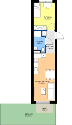 2 pokoje, mieszkanie 35,06 m², parter, oferta nr B2-M1, Nowe Branice – Etap II, Kraków, Nowa Huta, Branice, ul. Szymańskiego
