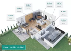 Dom 157,43 m², oferta nr Optimus, wolnostojący, Osiedle Malownicze cz. II, Wrocław, Leśnica, Fabryczna,  ul. Ślebodzińskiego/ ul. Burbianki/ ul. Wałkówskiej/ ul. Krzelowska