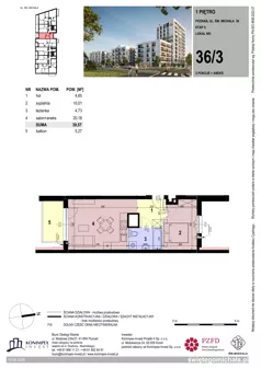 2 pokoje, mieszkanie 39,57 m², piętro 1, oferta nr SM2-A2-LM-36_03, Świętego Michała, Poznań, Ostrów Tumski-Śródka-Zawady-Komandoria, Śródka, ul. Świętego Michała 34, 36, 38, 40