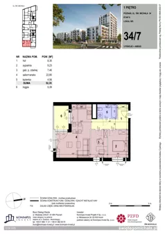3 pokoje, mieszkanie 52,35 m², piętro 1, oferta nr SM2-A1-LM-34_07, Świętego Michała, Poznań, Ostrów Tumski-Śródka-Zawady-Komandoria, Śródka, ul. Świętego Michała 34, 36, 38, 40