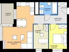 3 pokoje, mieszkanie 52,35 m², piętro 1, oferta nr SM2-A1-LM-34_07, Świętego Michała, Poznań, Ostrów Tumski-Śródka-Zawady-Komandoria, Śródka, ul. Świętego Michała 34, 36, 38, 40