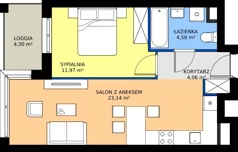 2 pokoje, mieszkanie 43,75 m², piętro 1, oferta nr SM2-A1-LM-34_08, Świętego Michała, Poznań, Ostrów Tumski-Śródka-Zawady-Komandoria, Śródka, ul. Świętego Michała 34, 36, 38, 40
