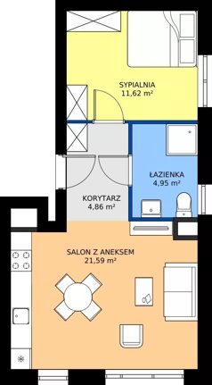 2 pokoje, mieszkanie 43,02 m², piętro 8, oferta nr SM2-A1-LM-34_41, Świętego Michała, Poznań, Ostrów Tumski-Śródka-Zawady-Komandoria, Śródka, ul. Świętego Michała 34, 36, 38, 40