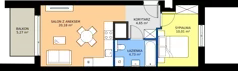 2 pokoje, mieszkanie 39,57 m², piętro 1, oferta nr SM2-A2-LM-36_03, Świętego Michała, Poznań, Ostrów Tumski-Śródka-Zawady-Komandoria, Śródka, ul. Świętego Michała 34, 36, 38, 40
