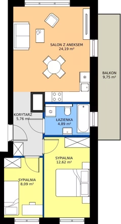 3 pokoje, mieszkanie 55,55 m², piętro 2, oferta nr SM2-B-LM-38_06, Świętego Michała, Poznań, Ostrów Tumski-Śródka-Zawady-Komandoria, Śródka, ul. Świętego Michała 34, 36, 38, 40
