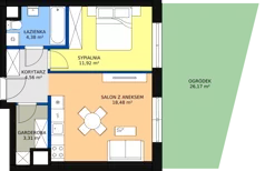 2 pokoje, mieszkanie 42,96 m², parter, oferta nr HA0005, Park Skandynawia V, Warszawa, Praga Południe, Gocław, ul. Optyków 1