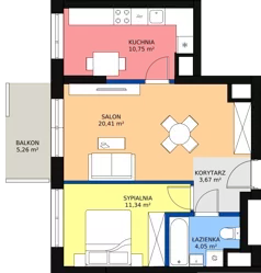 2 pokoje, mieszkanie 50,43 m², piętro 6, oferta nr HB0665, Park Skandynawia V, Warszawa, Praga Południe, Gocław, ul. Optyków 1