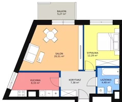 2 pokoje, mieszkanie 53,11 m², piętro 5, oferta nr I0566, Park Skandynawia V, Warszawa, Praga Południe, Gocław, ul. Optyków 1