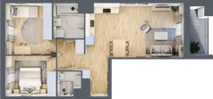 3 pokoje, mieszkanie 64,88 m², piętro 4, oferta nr AA0404, NU Warszawa Wola, Warszawa, Wola, Czyste, ul. Kolejowa
