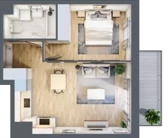 2 pokoje, mieszkanie 41,53 m², piętro 1, oferta nr BC0102, NU Warszawa Wola, Warszawa, Wola, Czyste, ul. Kolejowa