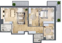 4 pokoje, mieszkanie 92,56 m², piętro 1, oferta nr BC0105, NU Warszawa Wola, Warszawa, Wola, Czyste, ul. Kolejowa