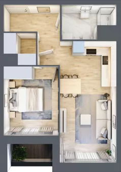 2 pokoje, apartament 43,34 m², piętro 1, oferta nr 1BB0107, Awangarda Mogilska, Kraków, Prądnik Czerwony, Rakowice, ul. Mogilska 126