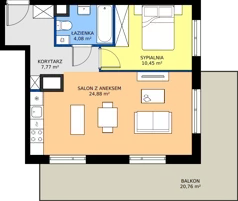 2 pokoje, mieszkanie 47,18 m², piętro 4, oferta nr AA0407, NU3 Warszawa Wola, Warszawa, Wola, Czyste, ul. Kolejowa