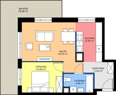 2 pokoje, mieszkanie 48,81 m², piętro 3, oferta nr AA0303, NU3 Warszawa Wola, Warszawa, Wola, Czyste, ul. Kolejowa