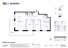 4 pokoje, mieszkanie 77,07 m², piętro 4, oferta nr AA0401, NU3 Warszawa Wola, Warszawa, Wola, Czyste, ul. Kolejowa