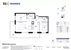 3 pokoje, mieszkanie 65,78 m², piętro 1, oferta nr BB0103, NU3 Warszawa Wola, Warszawa, Wola, Czyste, ul. Kolejowa
