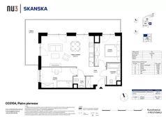 3 pokoje, mieszkanie 61,43 m², piętro 1, oferta nr CC0104, NU3 Warszawa Wola, Warszawa, Wola, Czyste, ul. Kolejowa