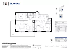 4 pokoje, mieszkanie 75,16 m², piętro 1, oferta nr CC0106, NU3 Warszawa Wola, Warszawa, Wola, Czyste, ul. Kolejowa