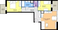 3 pokoje, mieszkanie 59,40 m², piętro 1, oferta nr G-1-1, Panoramiqa II, Poznań, Rataje, Starołęka, ul. Heleny Tadeuszak