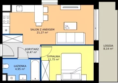 2 pokoje, mieszkanie 42,44 m², piętro 2, oferta nr G-2-5, Panoramiqa II, Poznań, Rataje, Starołęka, ul. Heleny Tadeuszak