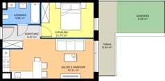2 pokoje, apartament 41,76 m², piętro 1, oferta nr E-1-3, Panoramiqa II, Poznań, Rataje, Starołęka, ul. Heleny Tadeuszak