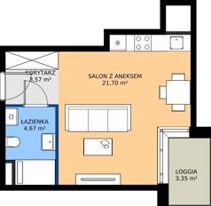 1 pokój, mieszkanie 29,94 m², piętro 5, oferta nr F-5-1, Panoramiqa II, Poznań, Rataje, Starołęka, ul. Heleny Tadeuszak