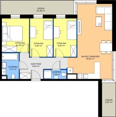 4 pokoje, mieszkanie 76,82 m², piętro 2, oferta nr F-2-3, Panoramiqa II, Poznań, Rataje, Starołęka, ul. Heleny Tadeuszak
