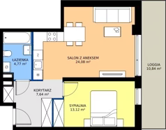 2 pokoje, mieszkanie 49,61 m², piętro 11, oferta nr E-11-6, Panoramiqa II, Poznań, Rataje, Starołęka, ul. Heleny Tadeuszak