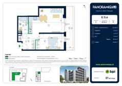 2 pokoje, mieszkanie 49,61 m², piętro 11, oferta nr E-11-6, Panoramiqa II, Poznań, Rataje, Starołęka, ul. Heleny Tadeuszak