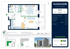 2 pokoje, mieszkanie 41,76 m², piętro 6, oferta nr E-6-3, Panoramiqa II, Poznań, Rataje, Starołęka, ul. Heleny Tadeuszak