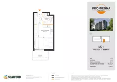 1 pokój, mieszkanie 29,54 m², parter, oferta nr 1, Osiedle Promienna, Marki,  ul. Słoneczna 1C