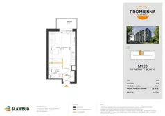 1 pokój, mieszkanie 28,14 m², piętro 7, oferta nr 120, Osiedle Promienna, Marki,  ul. Słoneczna 1C