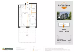 2 pokoje, mieszkanie 41,27 m², piętro 1, oferta nr 12, Osiedle Promienna, Marki,  ul. Słoneczna 1C