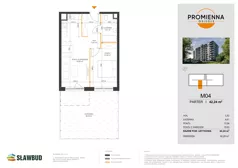 2 pokoje, mieszkanie 41,27 m², piętro 1, oferta nr 12, Osiedle Promienna, Marki,  ul. Słoneczna 1C